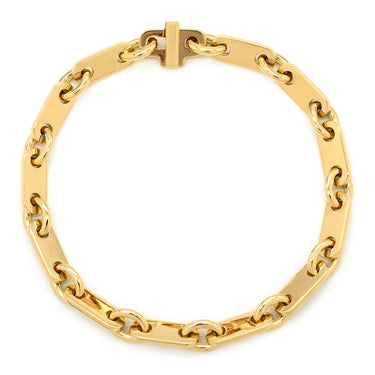 カルティエ Cartier PLAQUETTE フィガロ チェーン イエローゴールド K18YG ブレスレット プレート 18金 18K 750YG