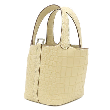エルメス HERMES ピコタンロック ミクロ ヴァニラ アリゲーターマット ハンドバッグ ゴールド金具 新品 未使用 2025年製 クロコ マット