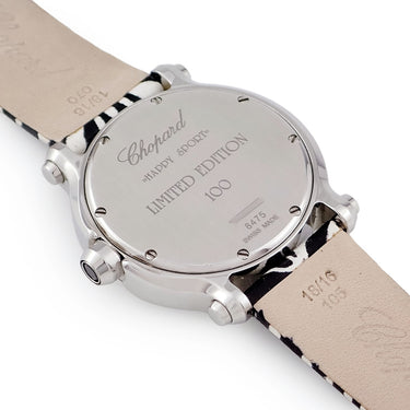 腕時計 ショパール CHOPARD ハッピースポーツ ゼブラ 278475-2003 クオーツ レディース 純正ダイヤ スイング シマウマ 限定 K18WGベゼル