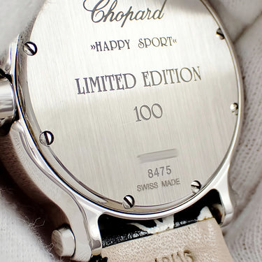 腕時計 ショパール CHOPARD ハッピースポーツ ゼブラ 278475-2003 クオーツ レディース 純正ダイヤ スイング シマウマ 限定 K18WGベゼル