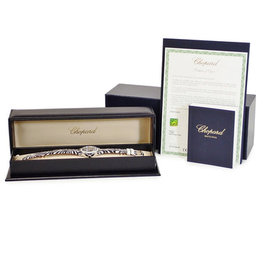 腕時計 ショパール CHOPARD ハッピースポーツ ゼブラ 278475-2003 クオーツ レディース 純正ダイヤ スイング シマウマ 限定 K18WGベゼル