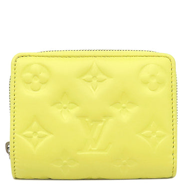 ルイヴィトン LOUIS VUITTON ポルトフォイユ ルー M81599 スマイリーイエロー ラムスキン 二つ折り財布 シルバー金具 ミニ財布 黄色 クッサン