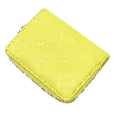 ルイヴィトン LOUIS VUITTON ポルトフォイユ ルー M81599 スマイリーイエロー ラムスキン 二つ折り財布 シルバー金具 ミニ財布 黄色 クッサン