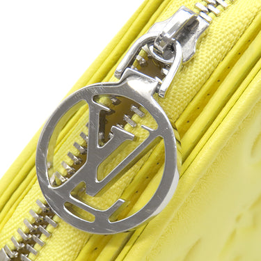 ルイヴィトン LOUIS VUITTON ポルトフォイユ ルー M81599 スマイリーイエロー ラムスキン 二つ折り財布 シルバー金具 ミニ財布 黄色 クッサン
