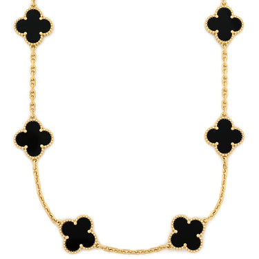 ヴァンクリーフアーペル Van Cleef & Arpels ヴィンテージ アルハンブラ 10モチーフ VCARA42700 ブラック×イエローゴールド K18YG オニキス ネックレス 黒 18K 750YG オニキス