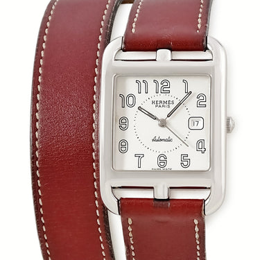 腕時計 エルメス HERMES ケープコッド ドゥブルトゥール CC1.710 自動巻き レディース スクエア アラビア デイト