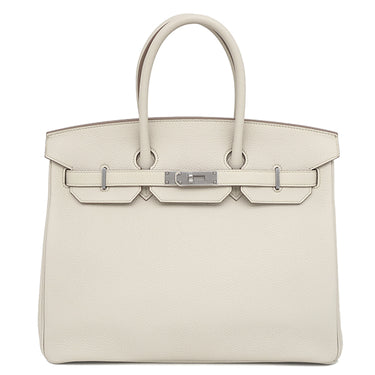 エルメス HERMES バーキン35 ベトン トゴ ハンドバッグ シルバー金具 オフホワイト