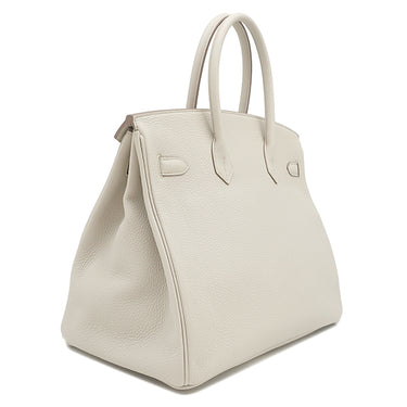 エルメス HERMES バーキン35 ベトン トゴ ハンドバッグ シルバー金具 オフホワイト