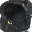 プラダ PRADA ロゴプレート 2WAY バッグ NERO ナイロン レザー 2WAYバッグ ゴールド金具 黒 ハンドバッグ ショルダー テスート