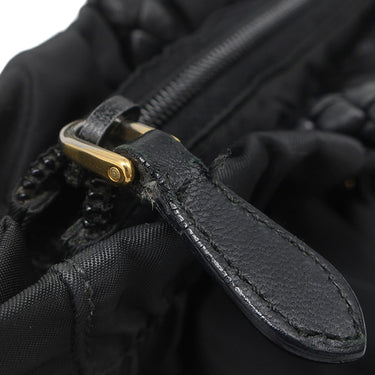 プラダ PRADA ロゴプレート 2WAY バッグ NERO ナイロン レザー 2WAYバッグ ゴールド金具 黒 ハンドバッグ ショルダー テスート