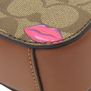 コーチ COACH ミニ カメラ バッグ シグネチャー キャンバス ウィズ リップ プリント ブラウン スムースレザー シグネチャーコーテッドキャンバス ショルダーバッグ ゴールド金具 新品 未使用