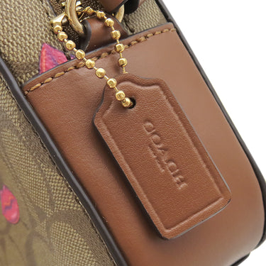 コーチ COACH ミニ カメラ バッグ シグネチャー キャンバス ウィズ リップ プリント ブラウン スムースレザー シグネチャーコーテッドキャンバス ショルダーバッグ ゴールド金具 新品 未使用