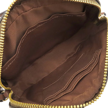 コーチ COACH ミニ カメラ バッグ シグネチャー キャンバス ウィズ リップ プリント ブラウン スムースレザー シグネチャーコーテッドキャンバス ショルダーバッグ ゴールド金具 新品 未使用