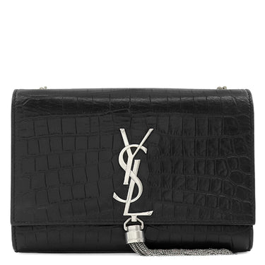 サンローラン SAINT LAURENT ケイト タッセル チェーンショルダー ブラック レザー ショルダーバッグ シルバー金具 モノグラム カサンドラ 黒 型押し