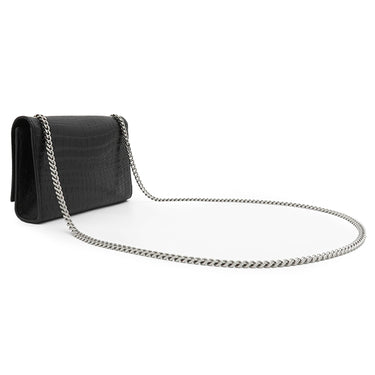 サンローラン SAINT LAURENT ケイト タッセル チェーンショルダー ブラック レザー ショルダーバッグ シルバー金具 モノグラム カサンドラ 黒 型押し