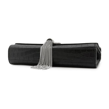 サンローラン SAINT LAURENT ケイト タッセル チェーンショルダー ブラック レザー ショルダーバッグ シルバー金具 モノグラム カサンドラ 黒 型押し