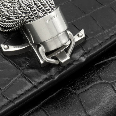 サンローラン SAINT LAURENT ケイト タッセル チェーンショルダー ブラック レザー ショルダーバッグ シルバー金具 モノグラム カサンドラ 黒 型押し