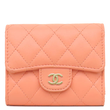 シャネル CHANEL マトラッセ スモールウォレット AP0229 ピンク レザー 三つ折り財布 ゴールド金具 ココマーク ミニ財布