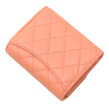 シャネル CHANEL マトラッセ スモールウォレット AP0229 ピンク レザー 三つ折り財布 ゴールド金具 ココマーク ミニ財布