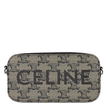 セリーヌ CELINE ホリゾンタル ポーチ 10L272GC6 ベージュ×ブラック PVC レザー ショルダーバッグ シルバー金具 黒 ロゴ トリオンフ ポシェット