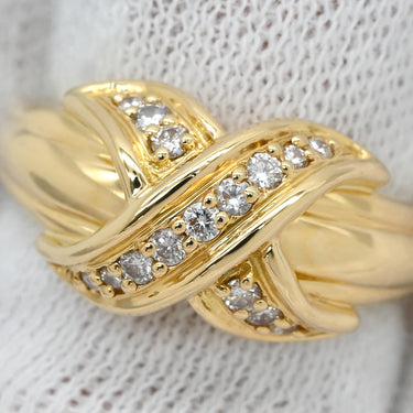 ティファニー Tiffany & Co シグネチャー ダイヤ イエローゴールド K18YG ダイヤモンド リング 指輪 T＆Co. 750 18K 18金 YG クロス 10号