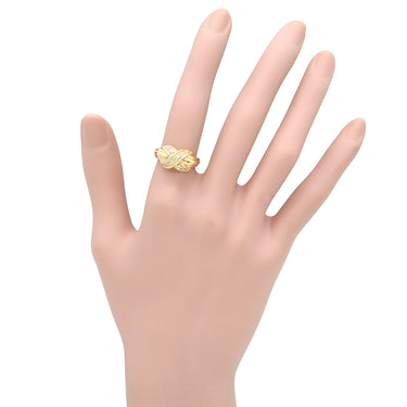 ティファニー Tiffany & Co シグネチャー ダイヤ イエローゴールド K18YG ダイヤモンド リング 指輪 T＆Co. 750 18K 18金 YG クロス 10号