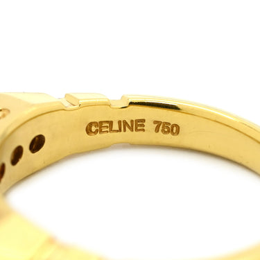 セリーヌ CELINE ダイヤ 一文字 イエローゴールド K18YG ダイヤモンド リング 指輪 Au750 K18 YG 7P 7石 12号