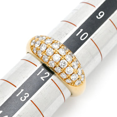 タサキ TASAKI パヴェ ダイヤモンド イエローゴールド K18YG ダイヤモンド リング 指輪 TASAKI Au750 18K 18金 甲丸 ドーム 11号