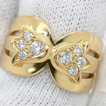 クリスチャン・ディオール Christian Dior ダイヤモンド デザインリング イエローゴールド K18YG ダイヤモンド リング 指輪 Au750 K18 8P 0.53ct 9号