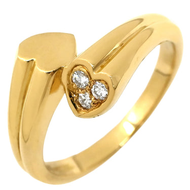クリスチャン・ディオール Christian Dior ダイヤ デザインリング イエローゴールド K18YG ダイヤモンド リング 指輪 Au750 K18 ハート 8号