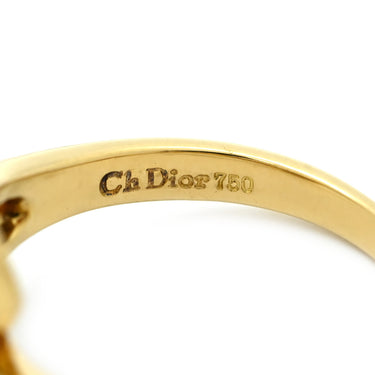 クリスチャン・ディオール Christian Dior ダイヤ デザインリング イエローゴールド K18YG ダイヤモンド リング 指輪 Au750 K18 ハート 8号