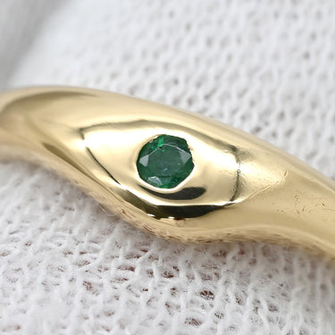 ティファニー Tiffany & Co カーブドバンド エメラルド グリーン×イエローゴールド K18YG エメラルド リング 指輪 T＆Co. 18K AU750 YG 10号