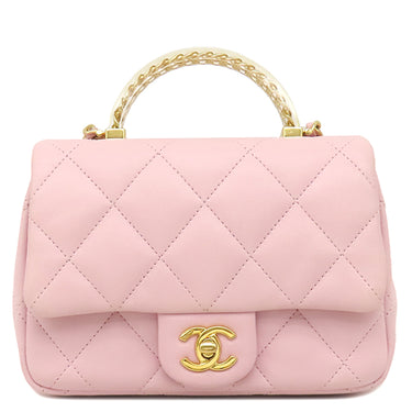 シャネル CHANEL マトラッセ トップハンドル ミニ AS4847 ベビーピンク ラムスキン 2WAYバッグ ゴールド金具 チェーンショルダー