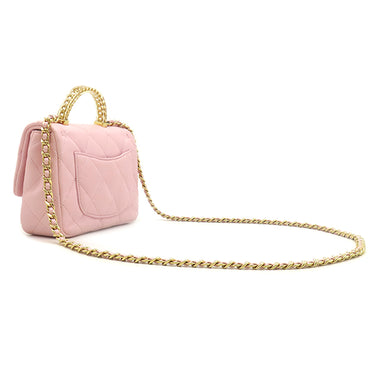 シャネル CHANEL マトラッセ トップハンドル ミニ AS4847 ベビーピンク ラムスキン 2WAYバッグ ゴールド金具 チェーンショルダー