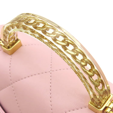 シャネル CHANEL マトラッセ トップハンドル ミニ AS4847 ベビーピンク ラムスキン 2WAYバッグ ゴールド金具 チェーンショルダー