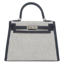 エルメス HERMES ケリー28 外縫い キャバン×ホワイト ヴォースイフト トワルキャドリーユ 2WAYバッグ シルバー金具 白 黒