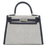 エルメス HERMES ケリー28 外縫い キャバン×ホワイト ヴォースイフト トワルキャドリーユ 2WAYバッグ シルバー金具 白 黒