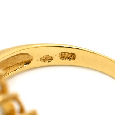 ノンブランド NON BRAND ダイヤモンド 1.00ct デザインリング イエローゴールド K18YG ダイヤモンド リング 指輪 18K 750 YG V字 Vライン ラウンドブリリアント 13号