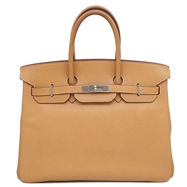 エルメス HERMES バーキン35 ナチュラル レザー ヴァッシュリエジェ ハンドバッグ シルバー金具 茶