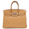 エルメス HERMES バーキン35 ナチュラル レザー ヴァッシュリエージュ ハンドバッグ シルバー金具 茶