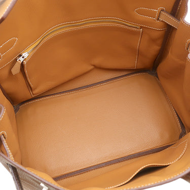 エルメス HERMES バーキン35 ナチュラル レザー ヴァッシュリエージュ ハンドバッグ シルバー金具 茶