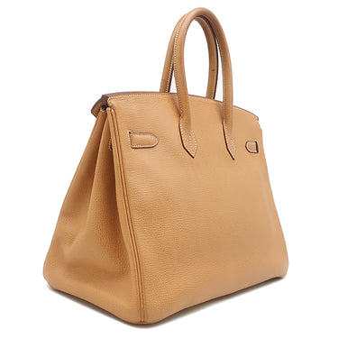 エルメス HERMES バーキン35 ナチュラル レザー ヴァッシュリエージュ ハンドバッグ シルバー金具 茶