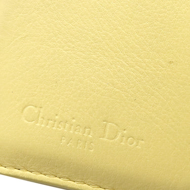 クリスチャン・ディオール Christian Dior ロータスウォレット イエロー カーフ 三つ折り財布 ゴールド金具 黄色 カナージュ コンパクト