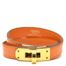 エルメス HERMES ケリードゥブルトゥール オレンジ系×ゴールド ヴォースイフト GP T2 ブレスレット 橙 2重 2連 レザーブレス