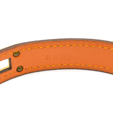 エルメス HERMES ケリードゥブルトゥール オレンジ系×ゴールド ヴォースイフト GP T2 ブレスレット 橙 2重 2連 レザーブレス
