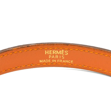 エルメス HERMES ケリードゥブルトゥール オレンジ系×ゴールド ヴォースイフト GP T2 ブレスレット 橙 2重 2連 レザーブレス