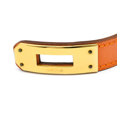 エルメス HERMES ケリードゥブルトゥール オレンジ系×ゴールド ヴォースイフト GP T2 ブレスレット 橙 2重 2連 レザーブレス