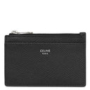 セリーヌ CELINE ジップ付きカードホルダー ブラック グレインカーフレザー カードケース シルバー金具 黒 コインケース フラグメントケース
