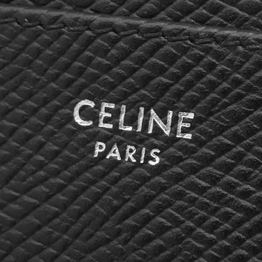 セリーヌ CELINE ジップ付きカードホルダー ブラック グレインカーフレザー カードケース シルバー金具 黒 コインケース フラグメントケース