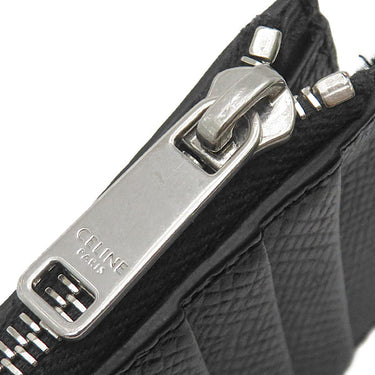 セリーヌ CELINE ジップ付きカードホルダー ブラック グレインカーフレザー カードケース シルバー金具 黒 コインケース フラグメントケース